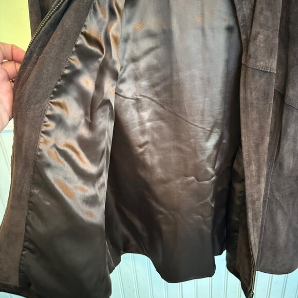 Modern Essentials Petite Brown Genuine Leather Jacket PM - Picture 3 of 6